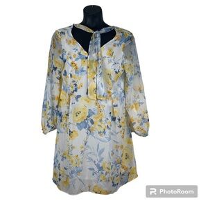 INC International Concepts Chiffon Floral Dress Large New